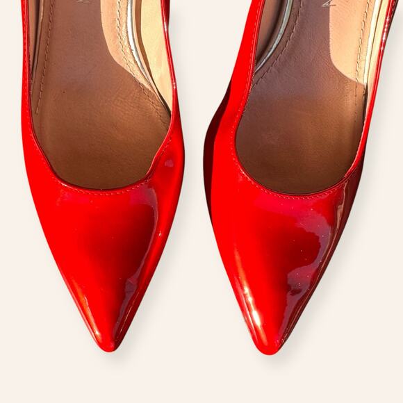 Stuart Weitzman Red Patent Leather Lucite Heels | 6.5 - Picture 7 of 9